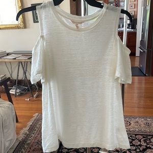 Rebecca Taylor cream T-shirt with cut out capped leaves